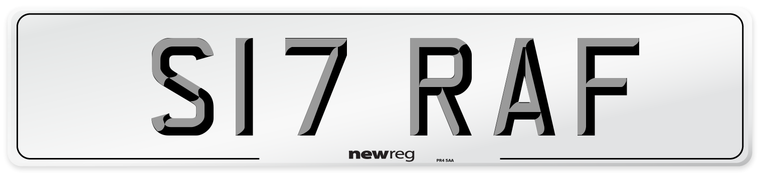 S17 RAF Number Plate from New Reg